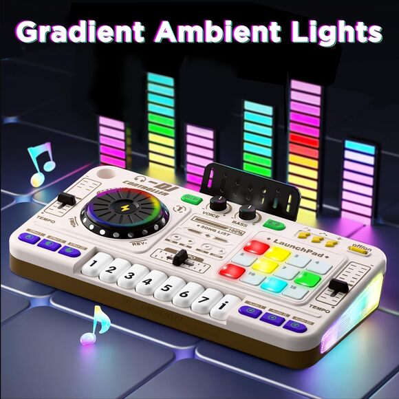 iPlay iLearn Kids DJ Mixer Toy Toddler Musical DJ Turntable W/Lights Sounds - Picture 5 of 5